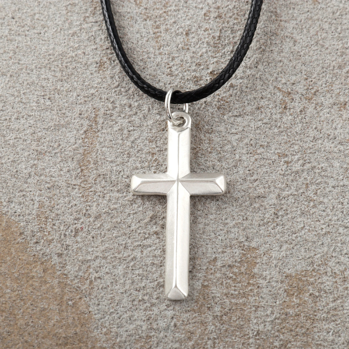 925 Sterling Silver Beveled Holy Cross Durable Custom Engravable Faith Pendant Necklace