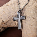 925 Sterling Silver Layered Beveled Cross Durable Custom Engravable Pendant