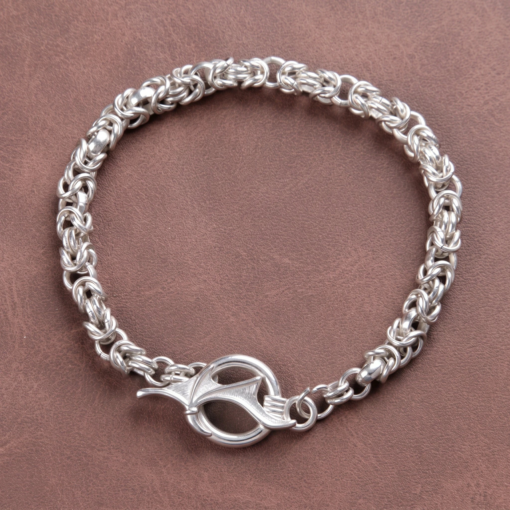 Heavy 925 Sterling Silver Byzantine Chain Bat Wing Clasp Lifetime Wear Bracelet