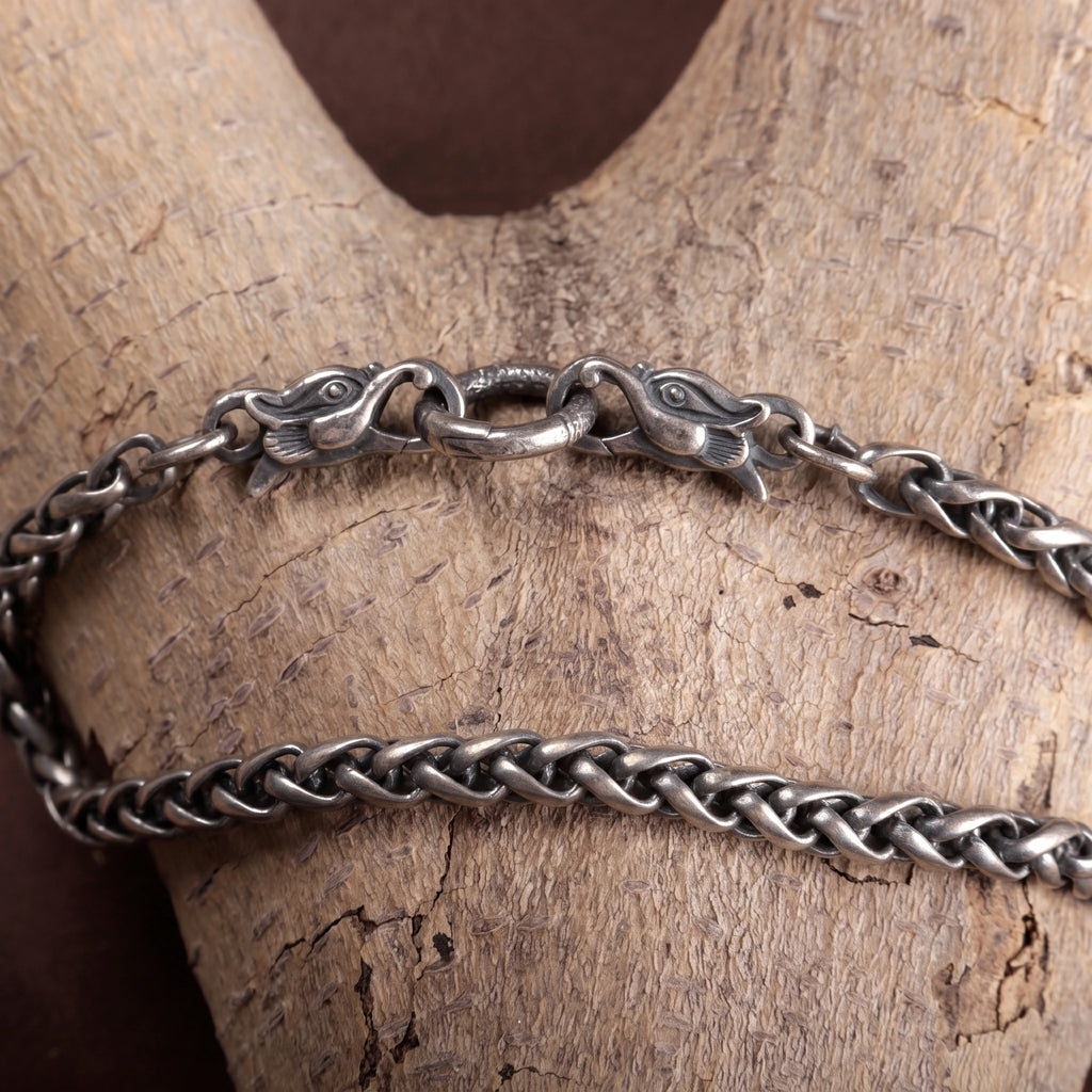 925 Sterling Silver Dragon Head Chopin Chain Durable Bracelet Gift for Him Her