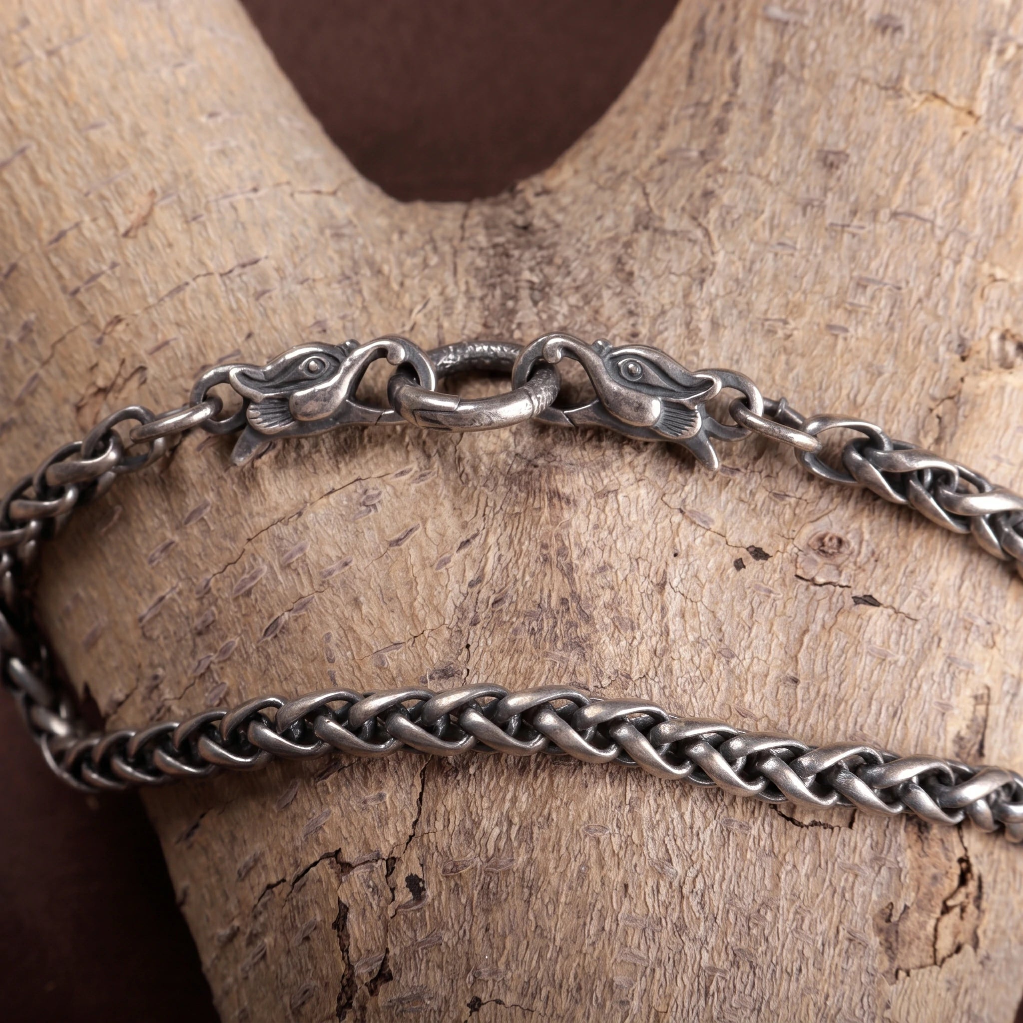 925 Sterling Silver Dragon Head Chopin Chain Durable Bracelet Gift for Him Her