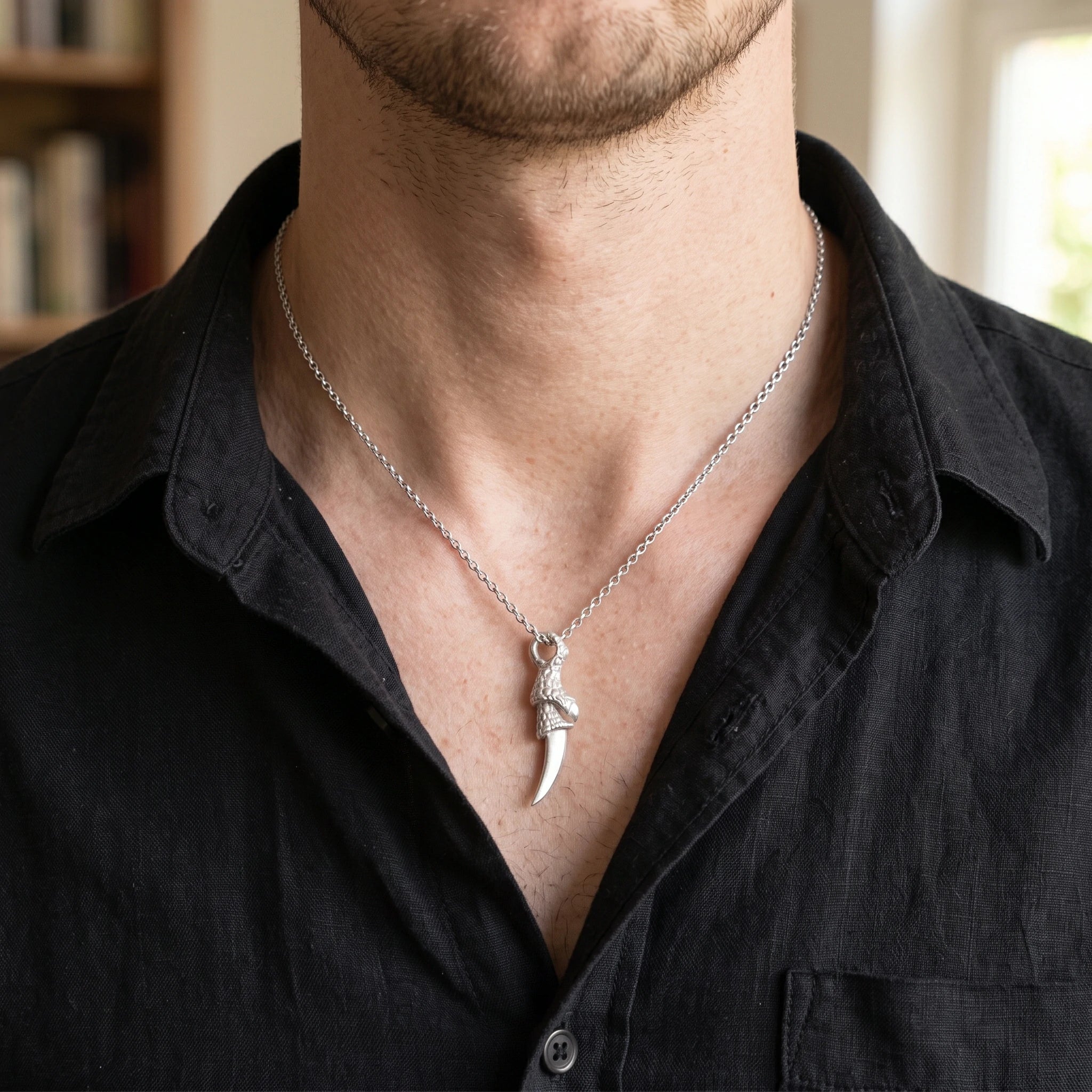 925 Sterling Silver Dragon Claw Pendant Necklace for Men, Durable Gothic Jewelry Gift