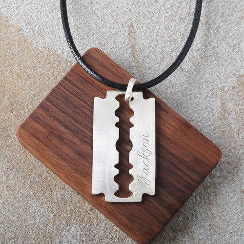 925 Sterling Silver Engravable Blade Pendant, Personalized Punk Necklace Jewelry