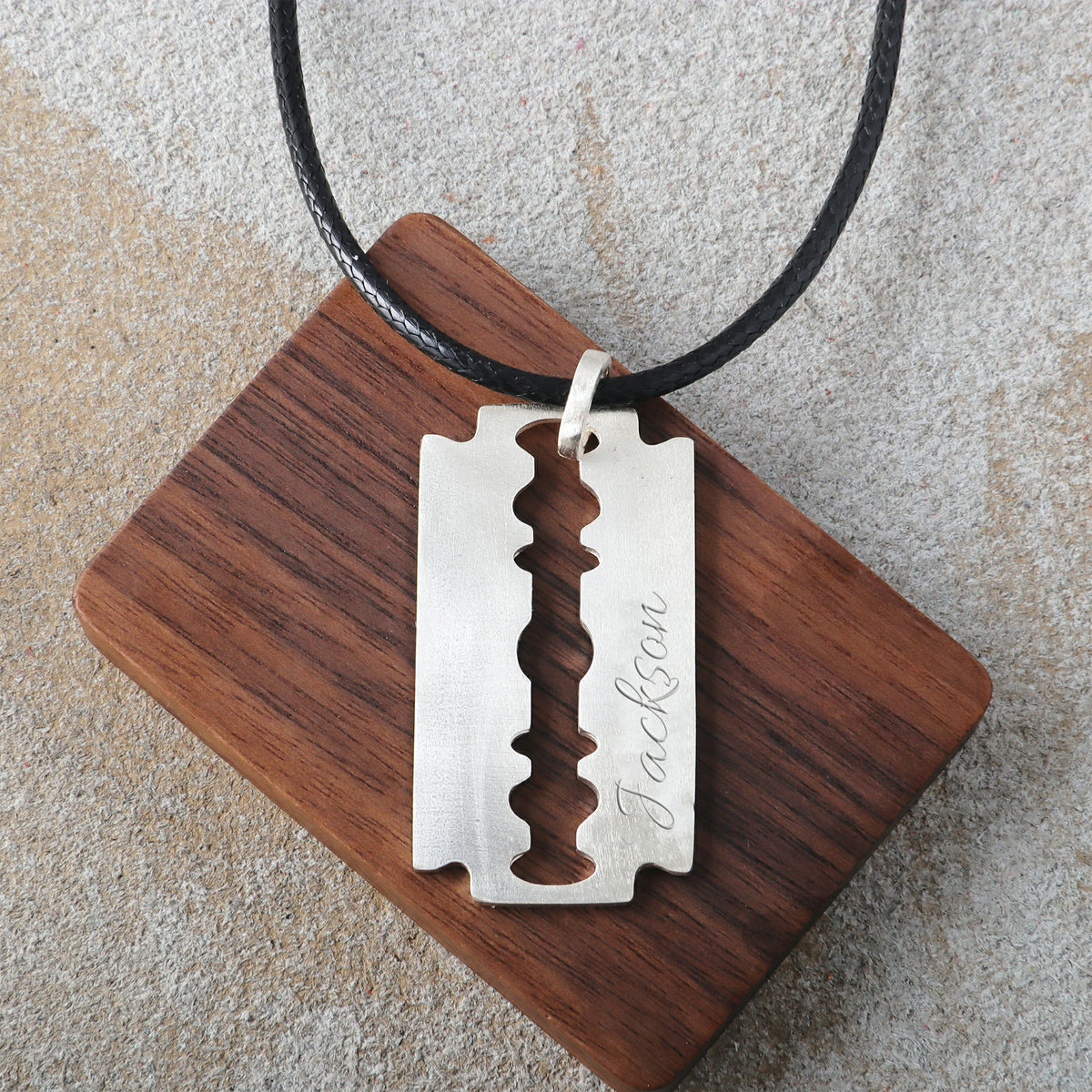 925 Sterling Silver Engravable Blade Pendant, Personalized Punk Necklace Jewelry