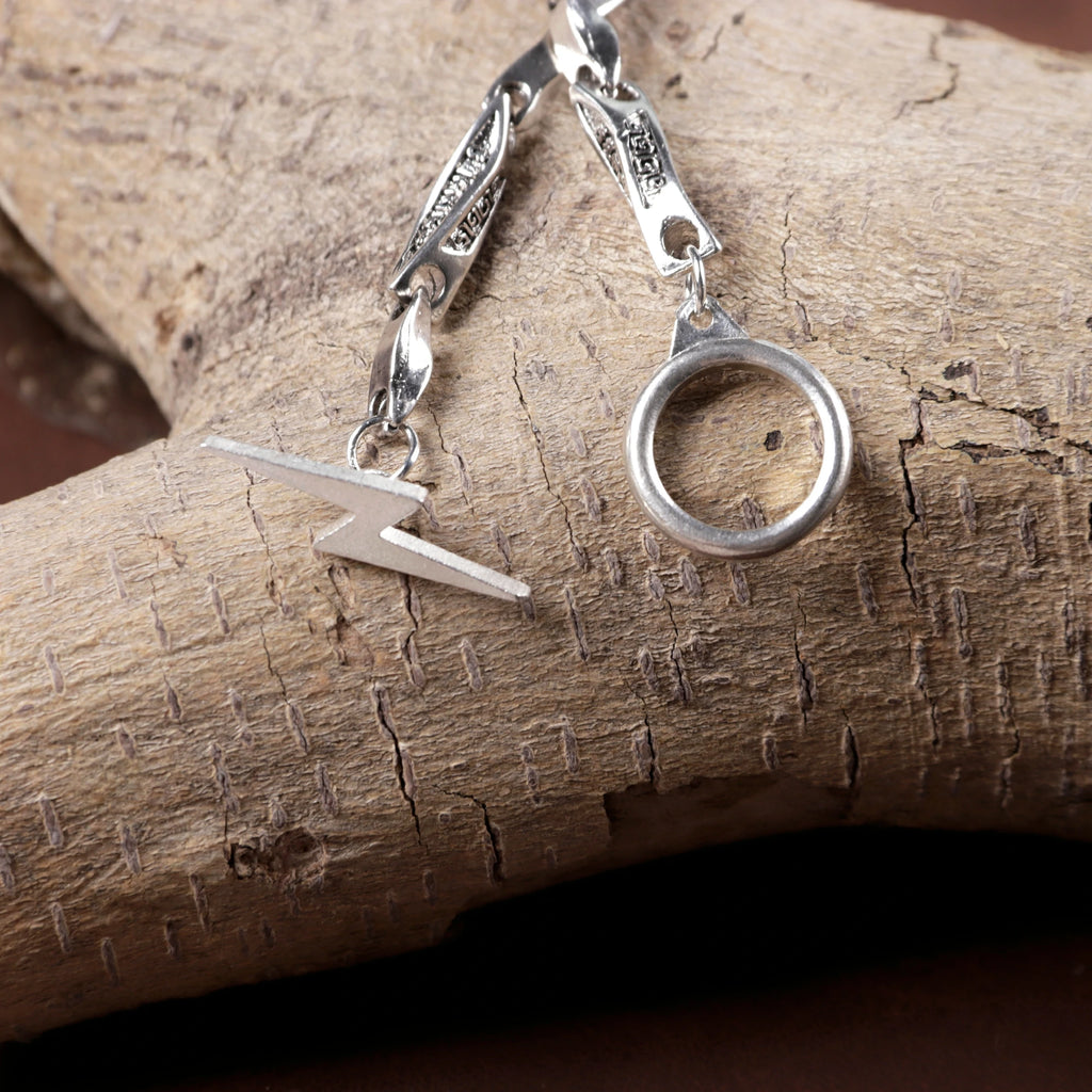 925 Sterling Silver Lightning Bolt Toggle Clasp Durable Link Bracelet Gift