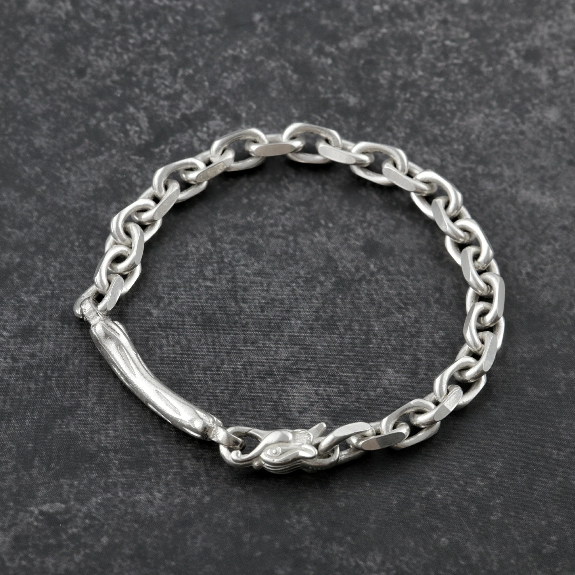 Dragon Skeleton Chain Bracelet, 925 Sterling Silver Beast Bone Link Cable Wristband