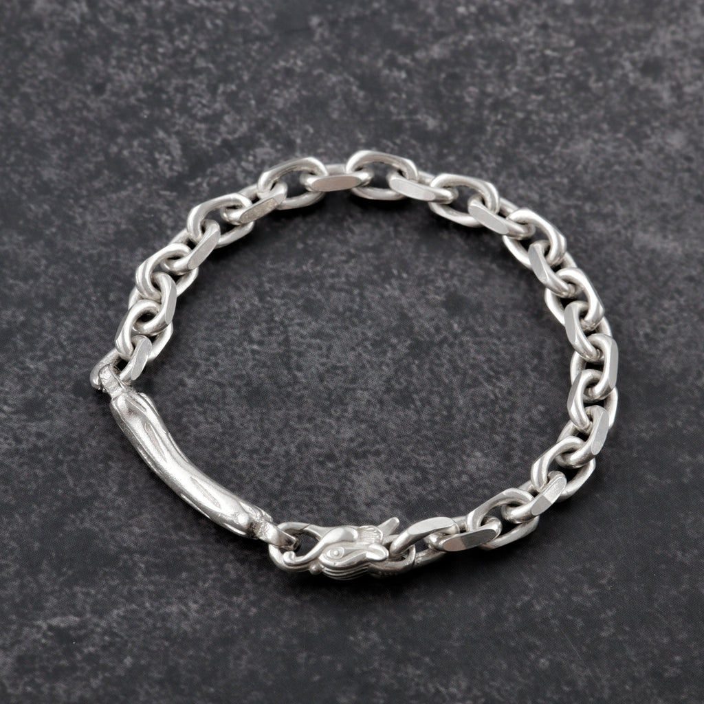 Dragon Skeleton Chain Bracelet, 925 Sterling Silver Beast Bone Link Cable Wristband