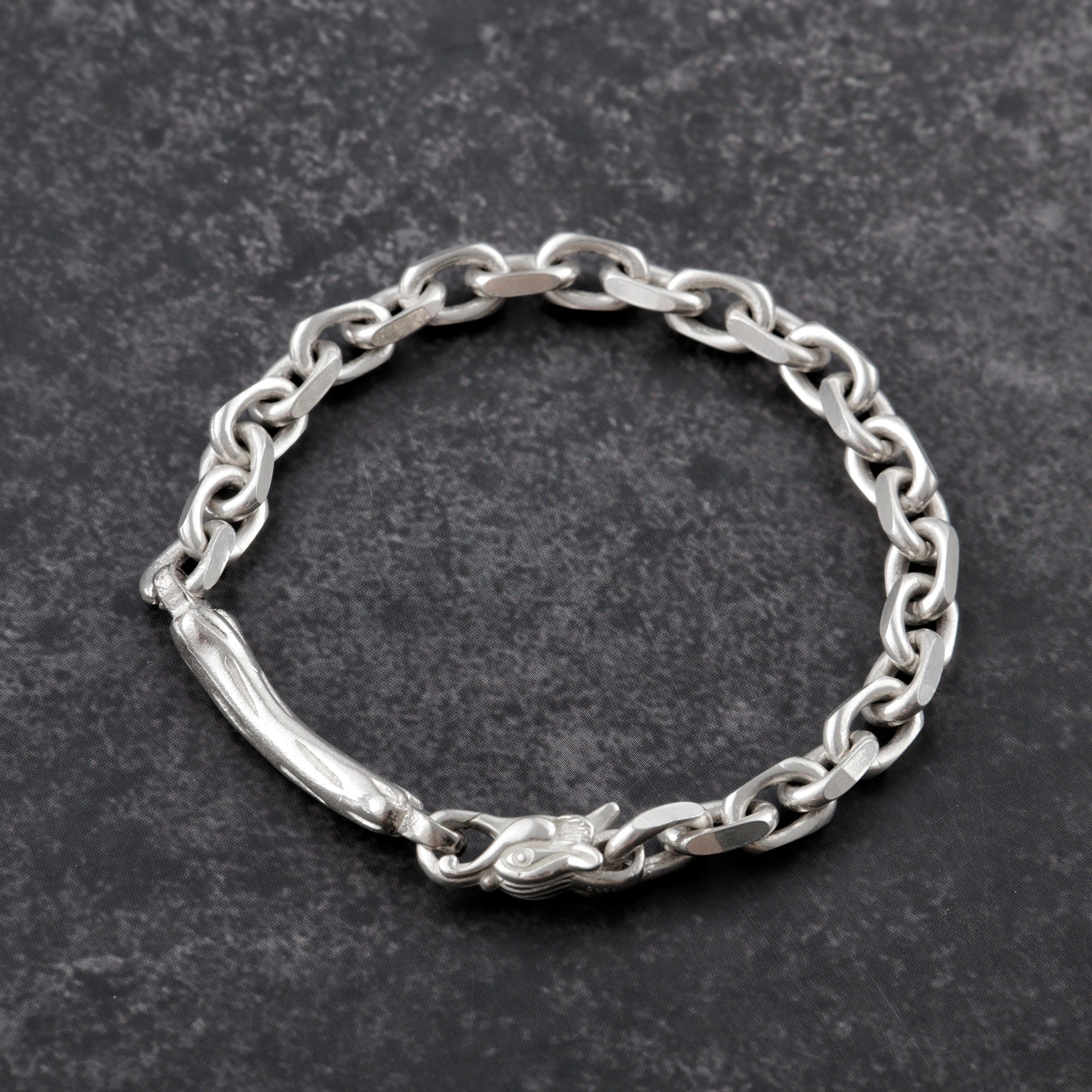 Dragon Skeleton Chain Bracelet, 925 Sterling Silver Beast Bone Link Cable Wristband