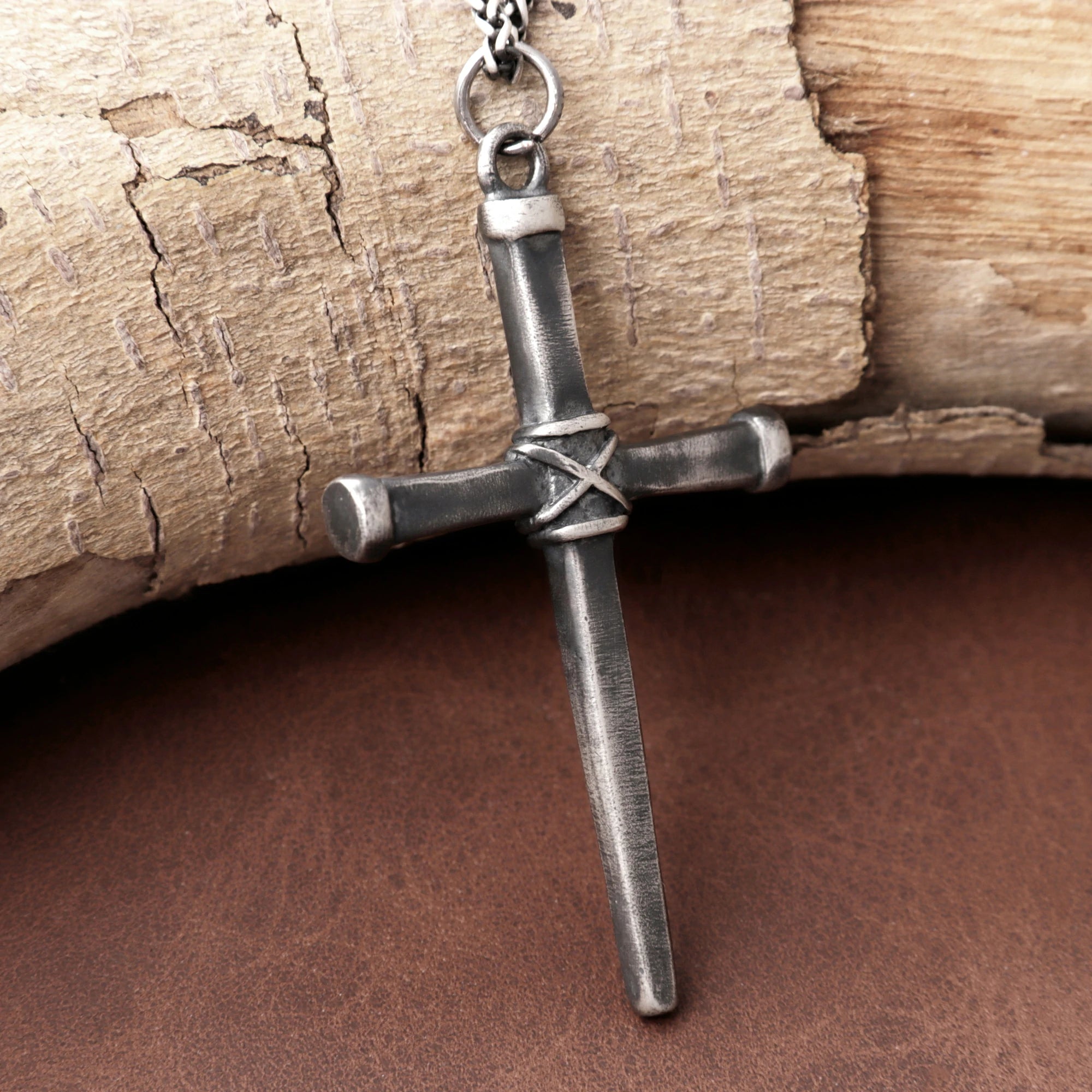 Sacred 925 Sterling Silver Wooden Beam Cross Pendant Protecting Your Faith and Soul