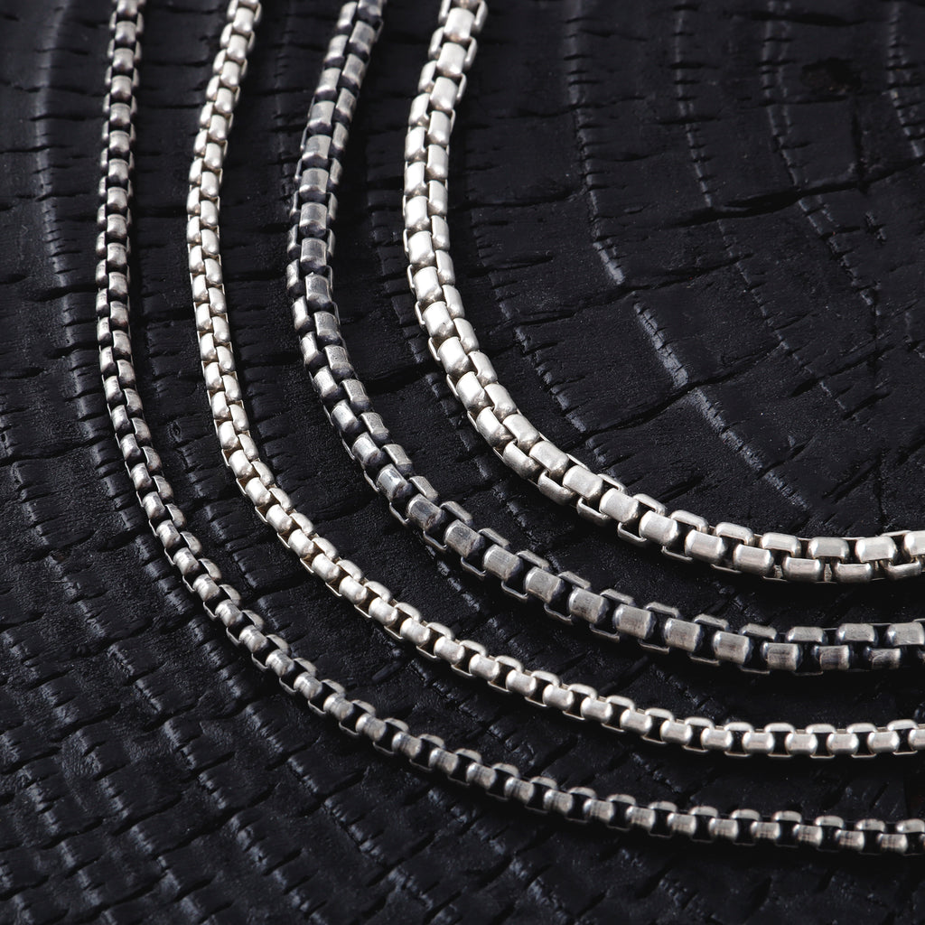 925 Sterling Silver Round Box Chain Necklace for Men & Women