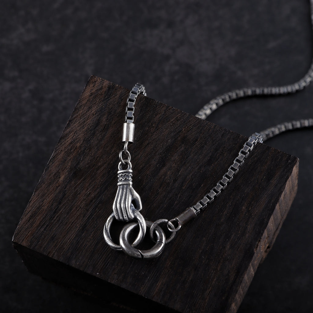 2mm 925 Sterling Silver Box Chain with Unique Hand Clasp Necklace