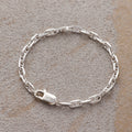 Minimalist Mariner Anchor Chain Bracelet, Personalized 925 Sterling Silver Custom Name Wristband