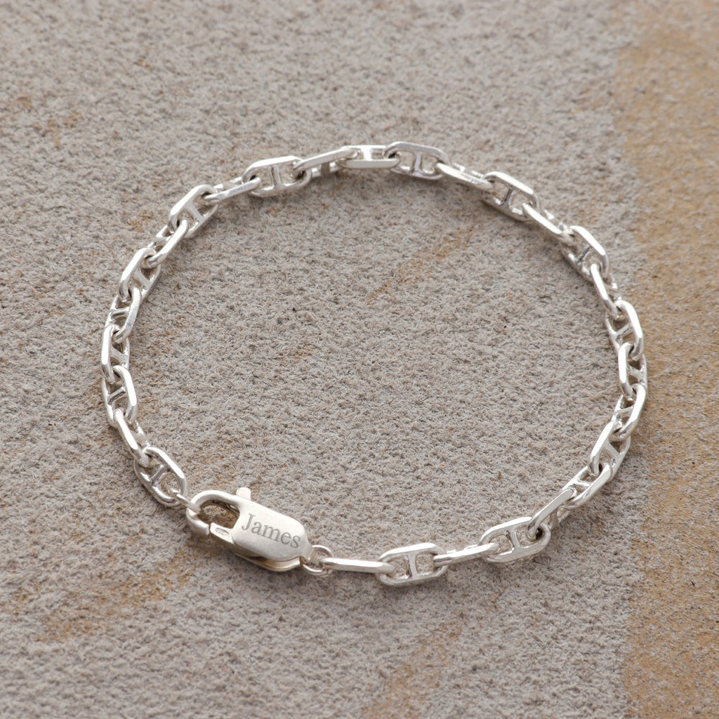 Minimalist Anchor Chain Bracelet, Personalized 925 Sterling Silver Wristband