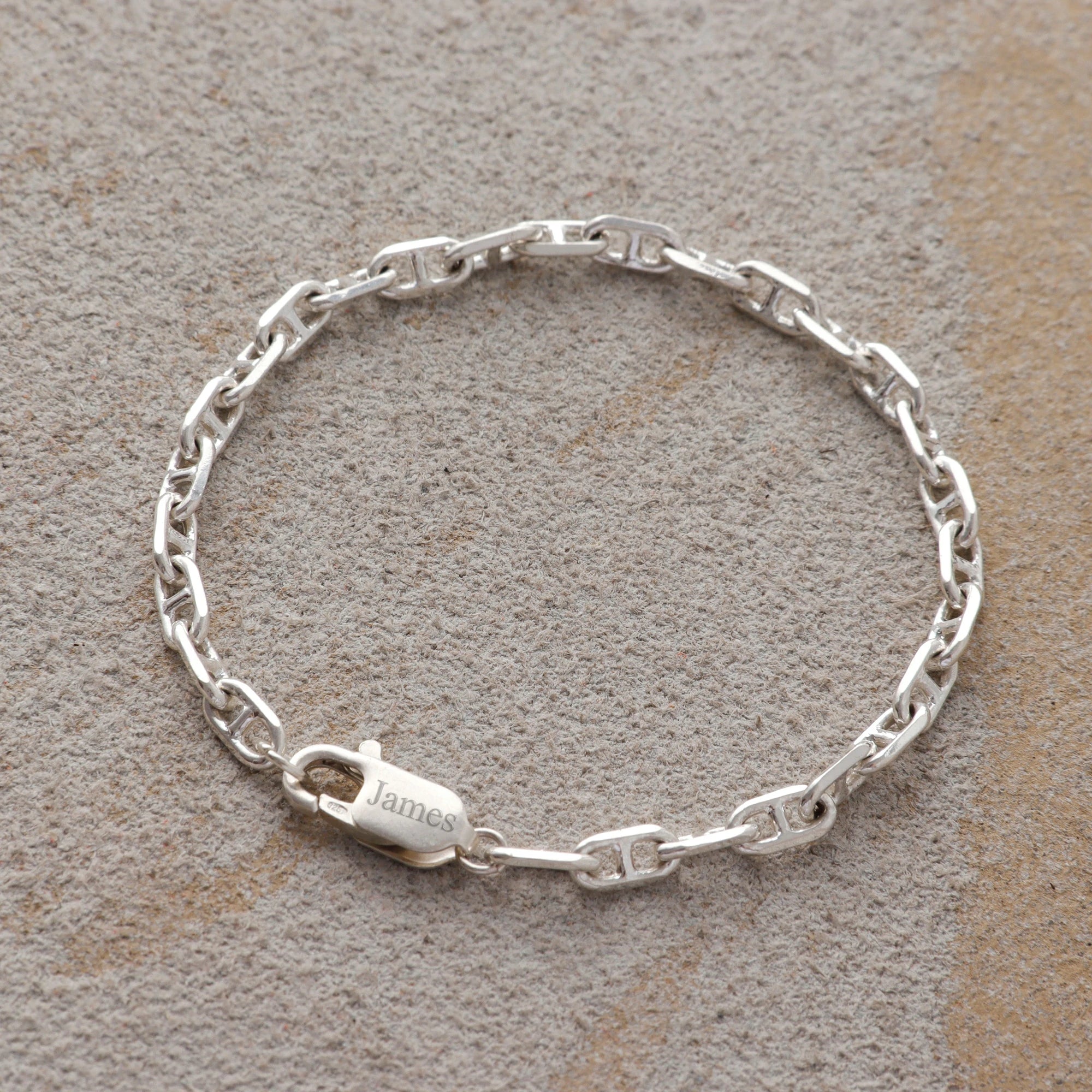 Minimalist Anchor Chain Bracelet, Personalized 925 Sterling Silver Wristband