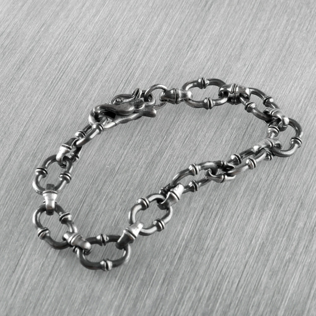 Gothic Wilderness Bamboo Bracelet, 925 Sterling Silver Detailed Mythic Beast Wristband
