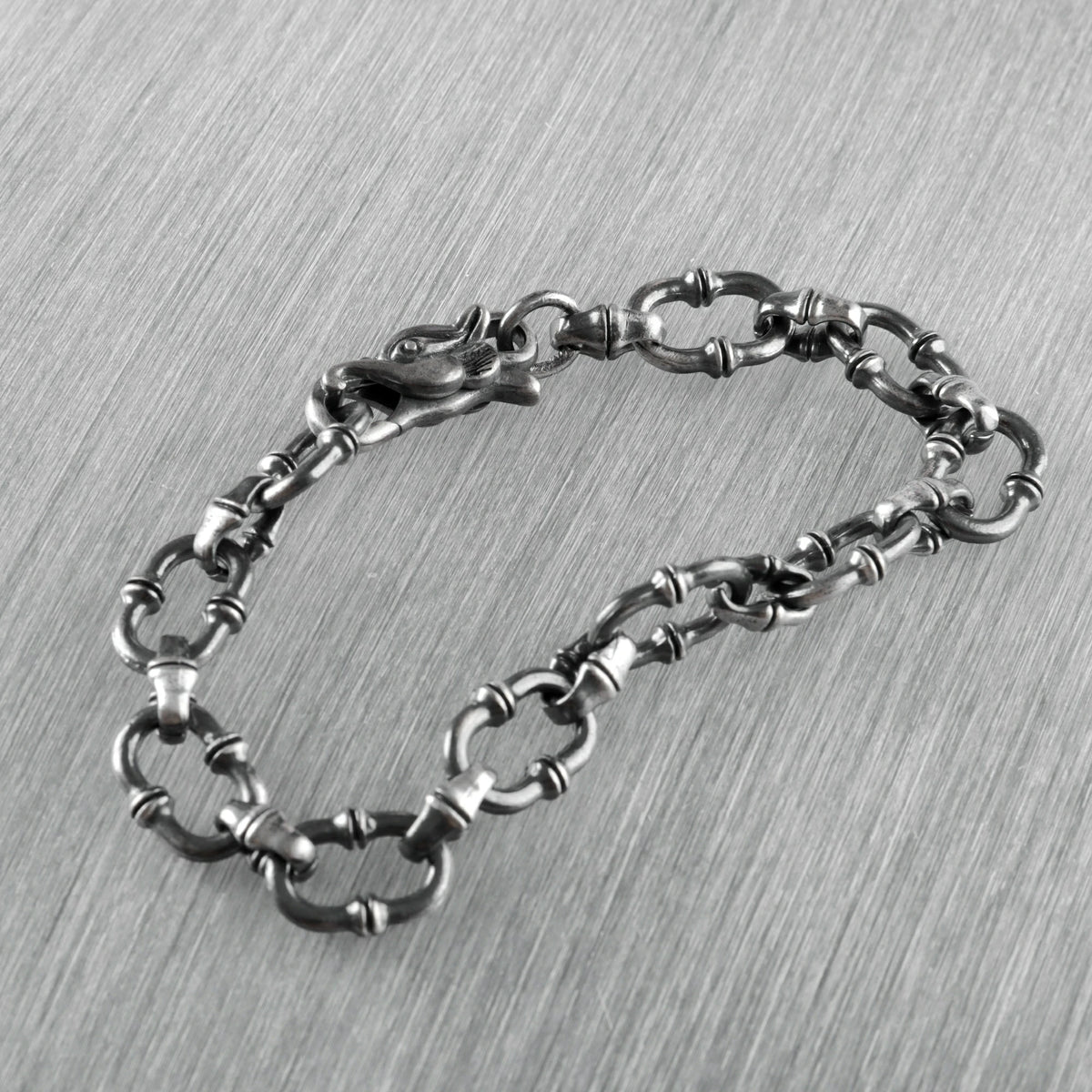Gothic Wilderness Bamboo Bracelet, 925 Sterling Silver Detailed Mythic Beast Wristband