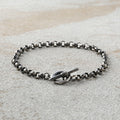 Modern Industrial Rolo Chain Bracelet, Oxidized 925 Sterling Silver Vintage Statement Wristband