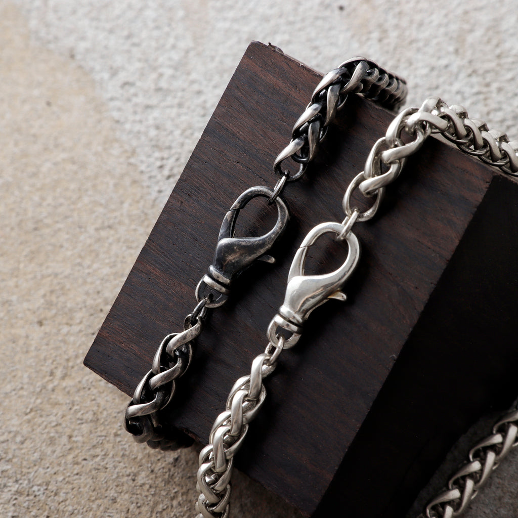 Classic Franco Wheat Chain Bracelet, Solid 925 Sterling Silver Minimalist Spiga Link Wristband