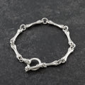 Gothic Anatomy Bone Link Bracelet, 925 Sterling Silver Skeleton Skull Toggle Clasp Wristband for Men and Women