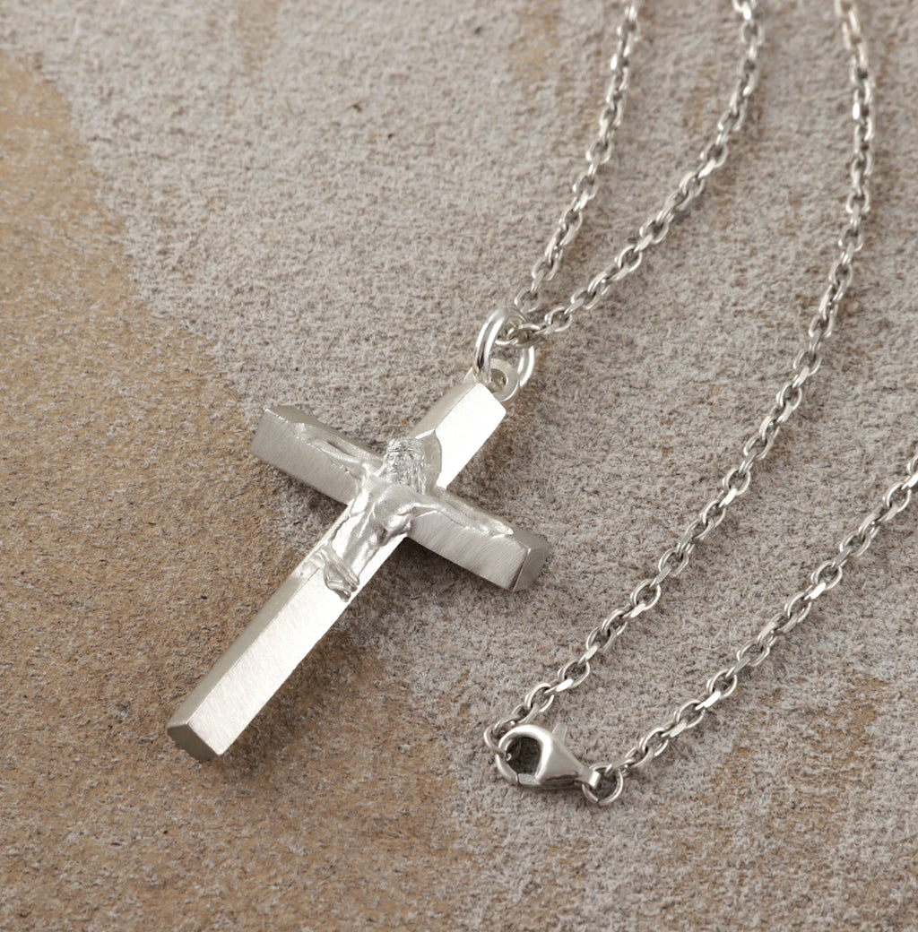 925 Sterling Silver Holy Crucifix, Sacred Jesus Cross Pendant for Faith & Salvation