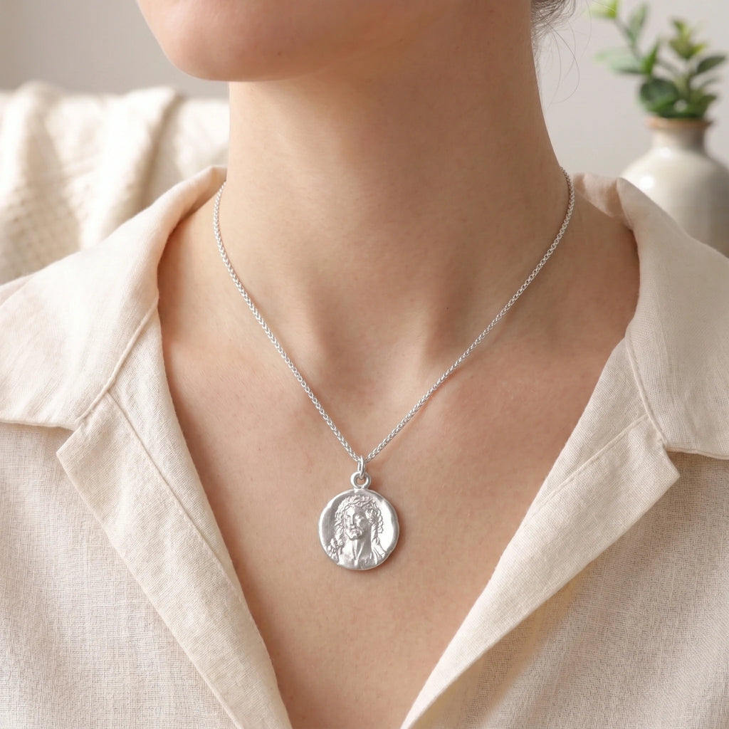 Custom 925 Sterling Silver Jesus Medallion for Sacred Grace & Holy Protection