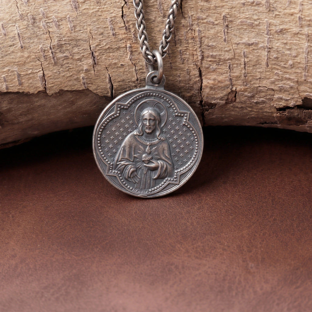 925 Sterling Silver Jesus & Virgin Mary Medal for Divine Blessing & Protection