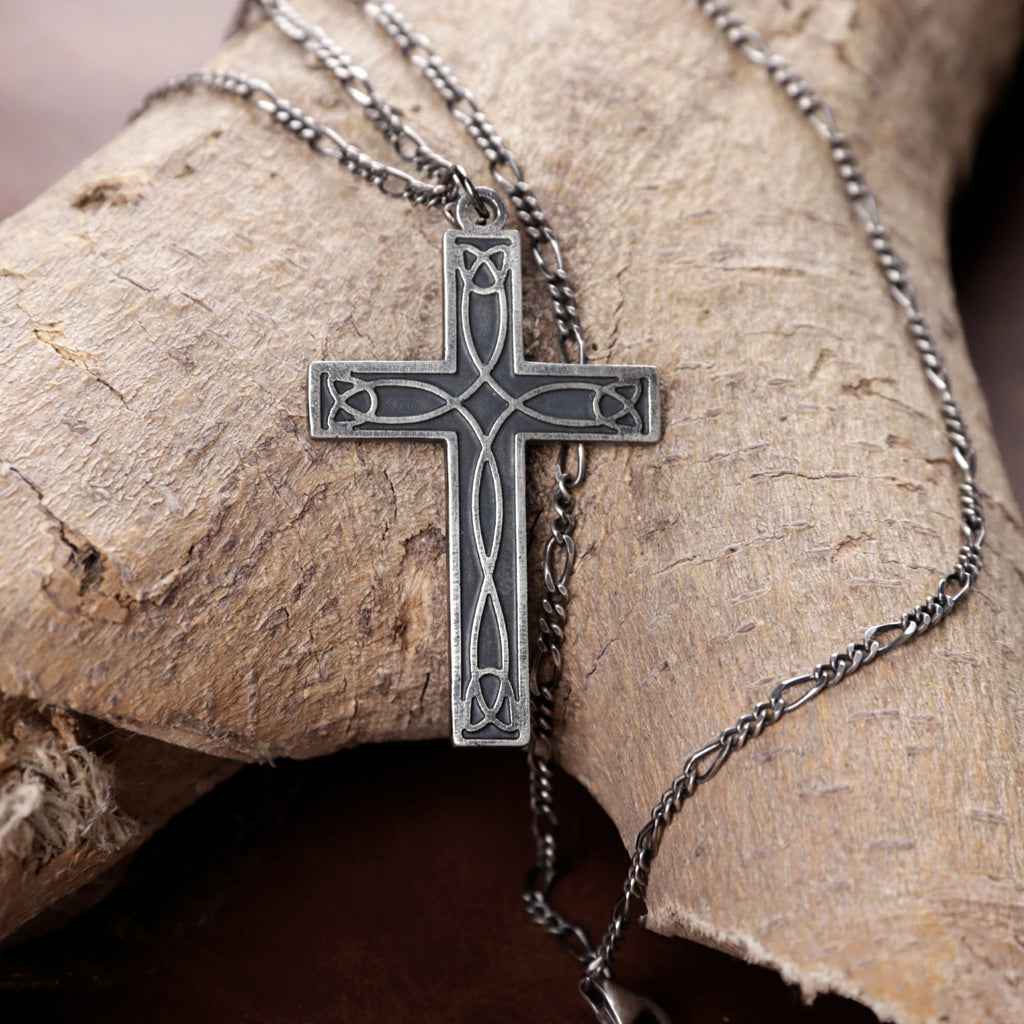 925 Sterling Silver Celtic Trinity Cross Durable Engravable Pendant Faith Gift