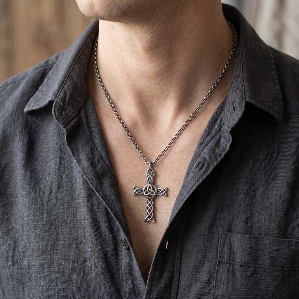 925 Sterling Silver Celtic Cross Pendant for Divine Grace & Eternal Protection