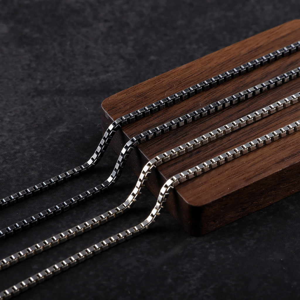 2mm Silver Box Chain with Unique Hand Clasp Necklace