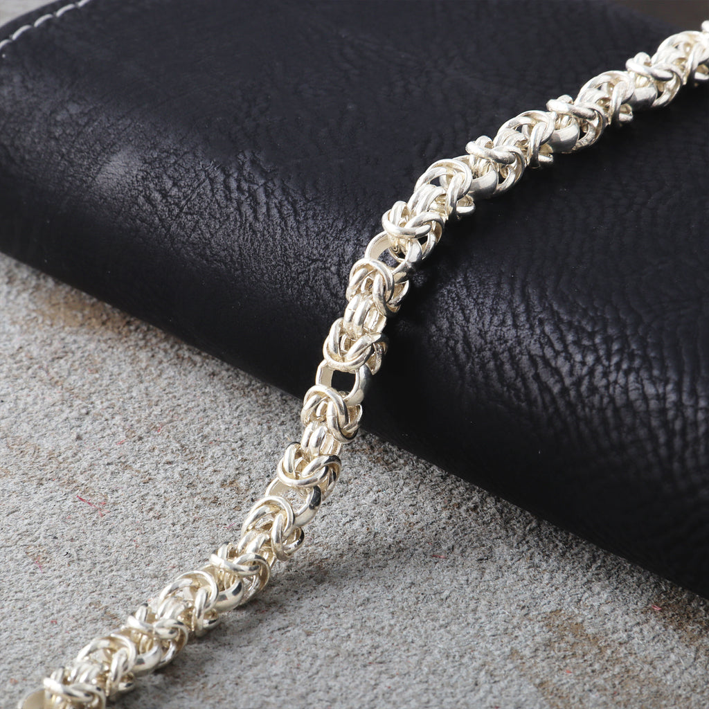 Medieval Armor Byzantine Chain Bracelet, Solid 925 Sterling Silver Handwoven Link Cuff with S-Clasp