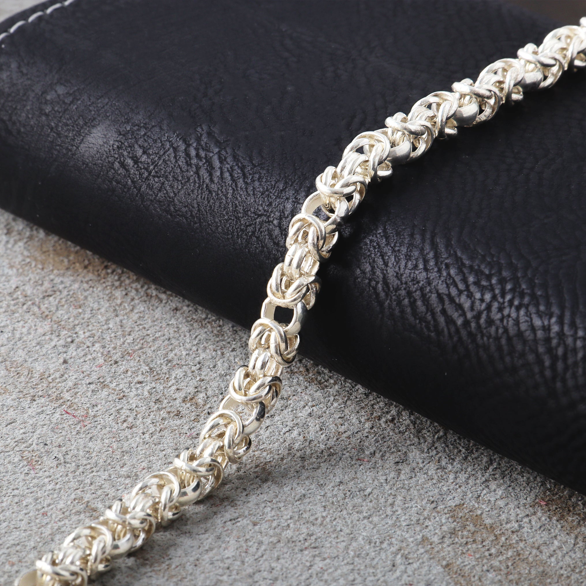 Medieval Armor Byzantine Chain Bracelet, Solid 925 Sterling Silver Handwoven Link Cuff with S-Clasp
