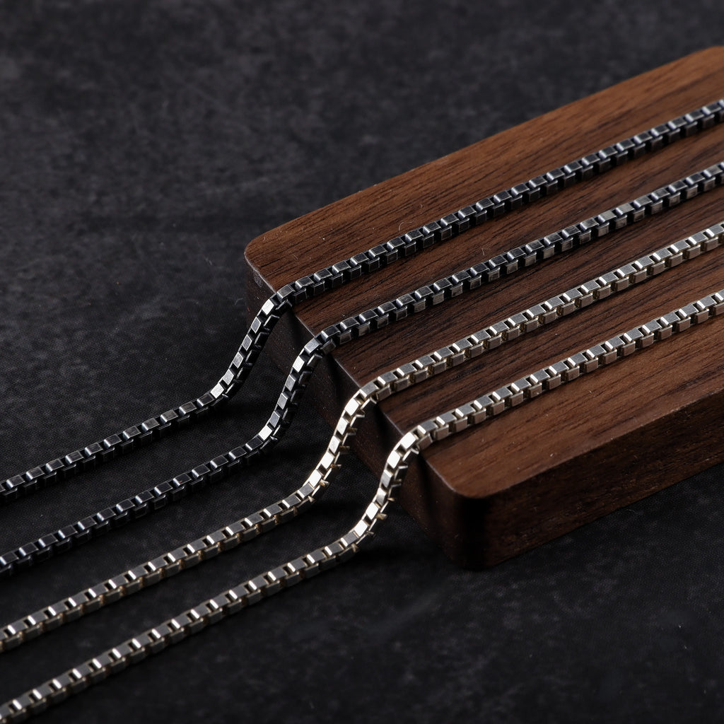 2mm 925 Sterling Silver Box Chain with Unique Hand Clasp Necklace
