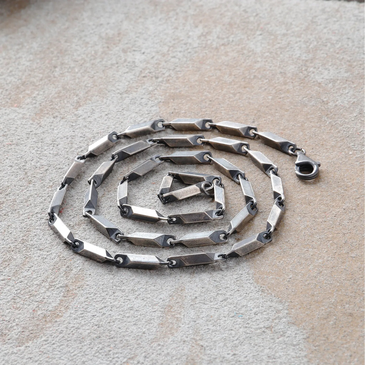 925 Sterling Silver 3.5mm Twist Bar Link Chain, Masculine Men Necklace Gift for Him