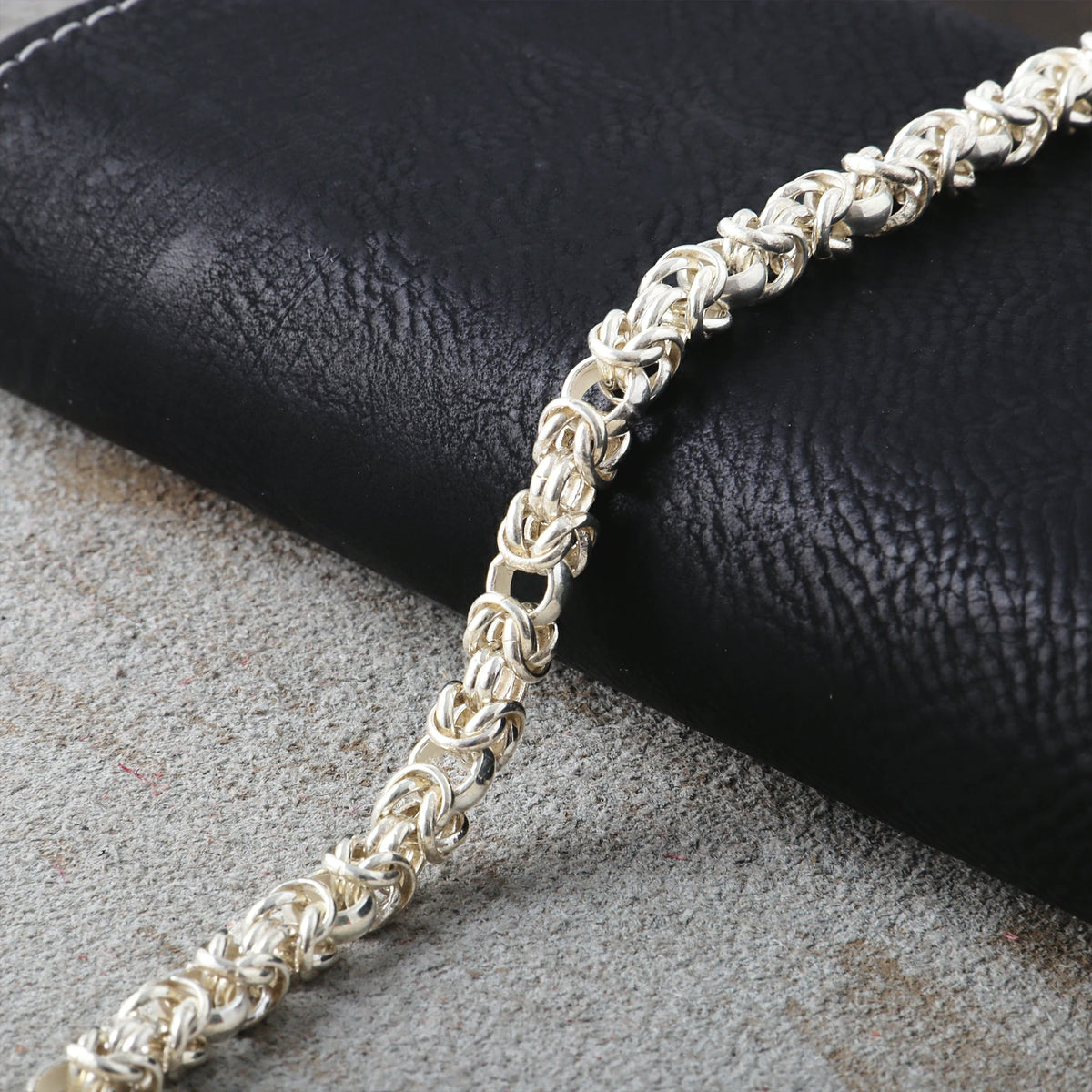 Medieval Armor Byzantine Chain Bracelet, Solid 925 Sterling Silver Handwoven Link Cuff with S-Clasp