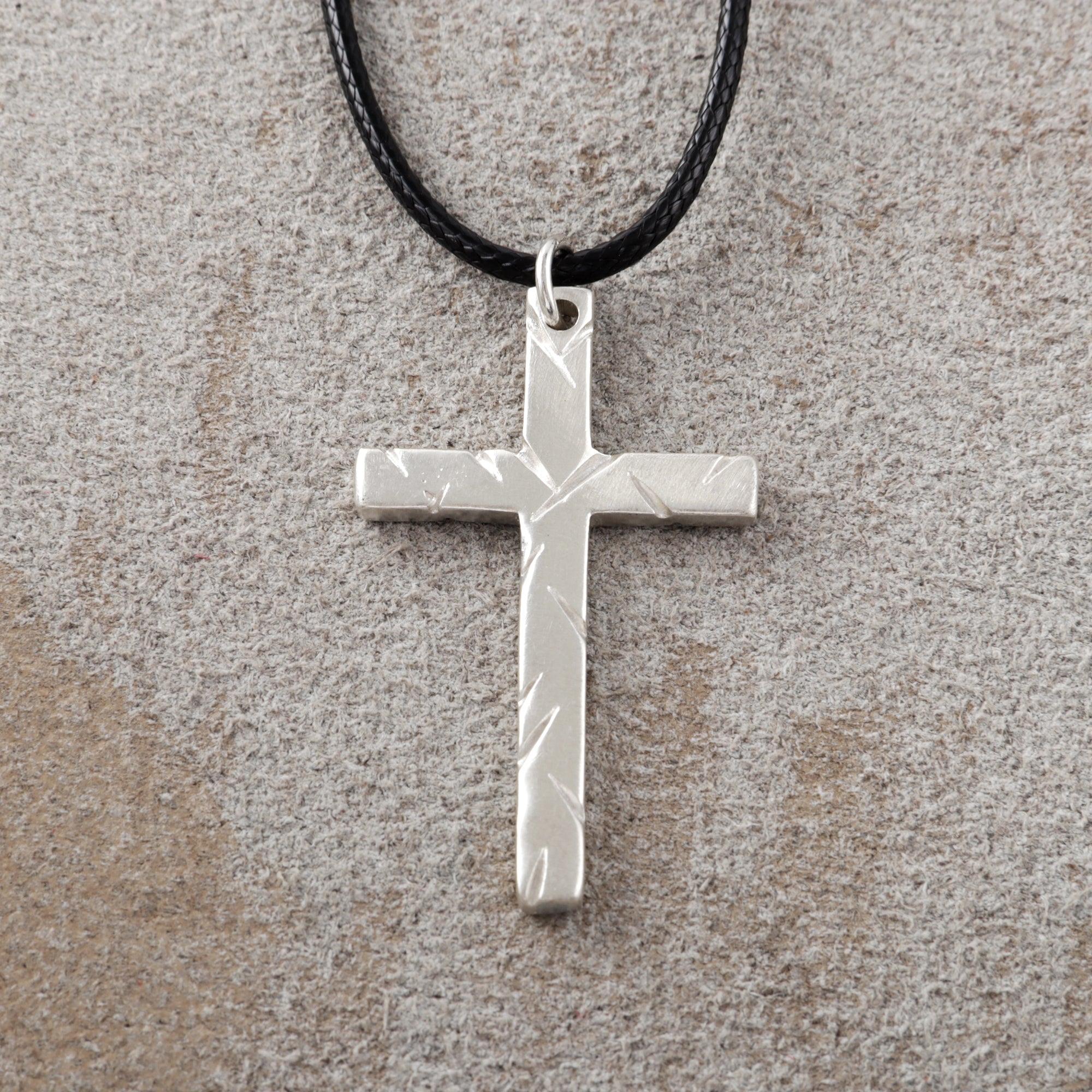 925 Sterling Silver Chiseled Holy Cross Durable Religious Faith Pendant Necklace