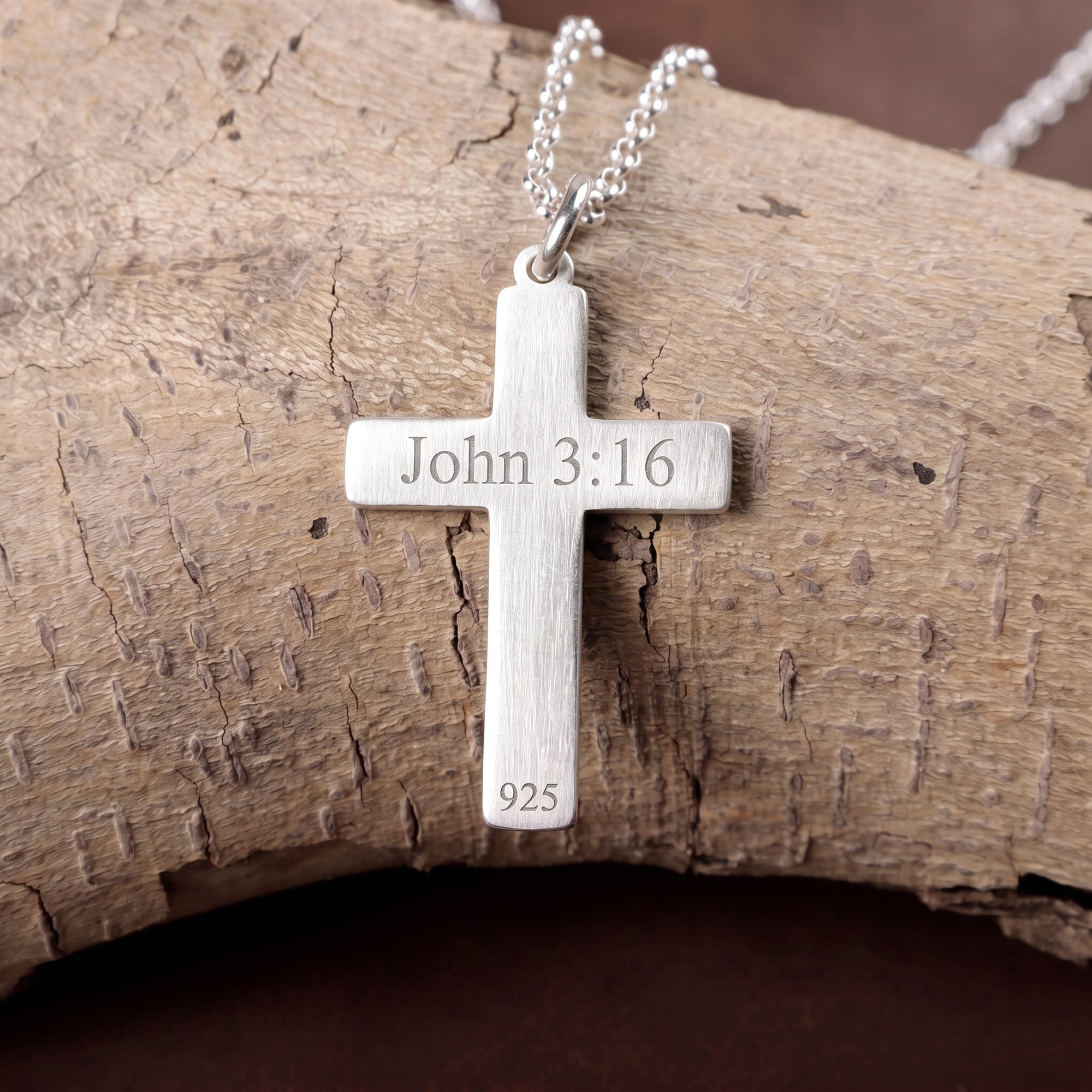 925 Sterling Silver Jesus Name Cross Durable Custom Engravable Pendant Necklace