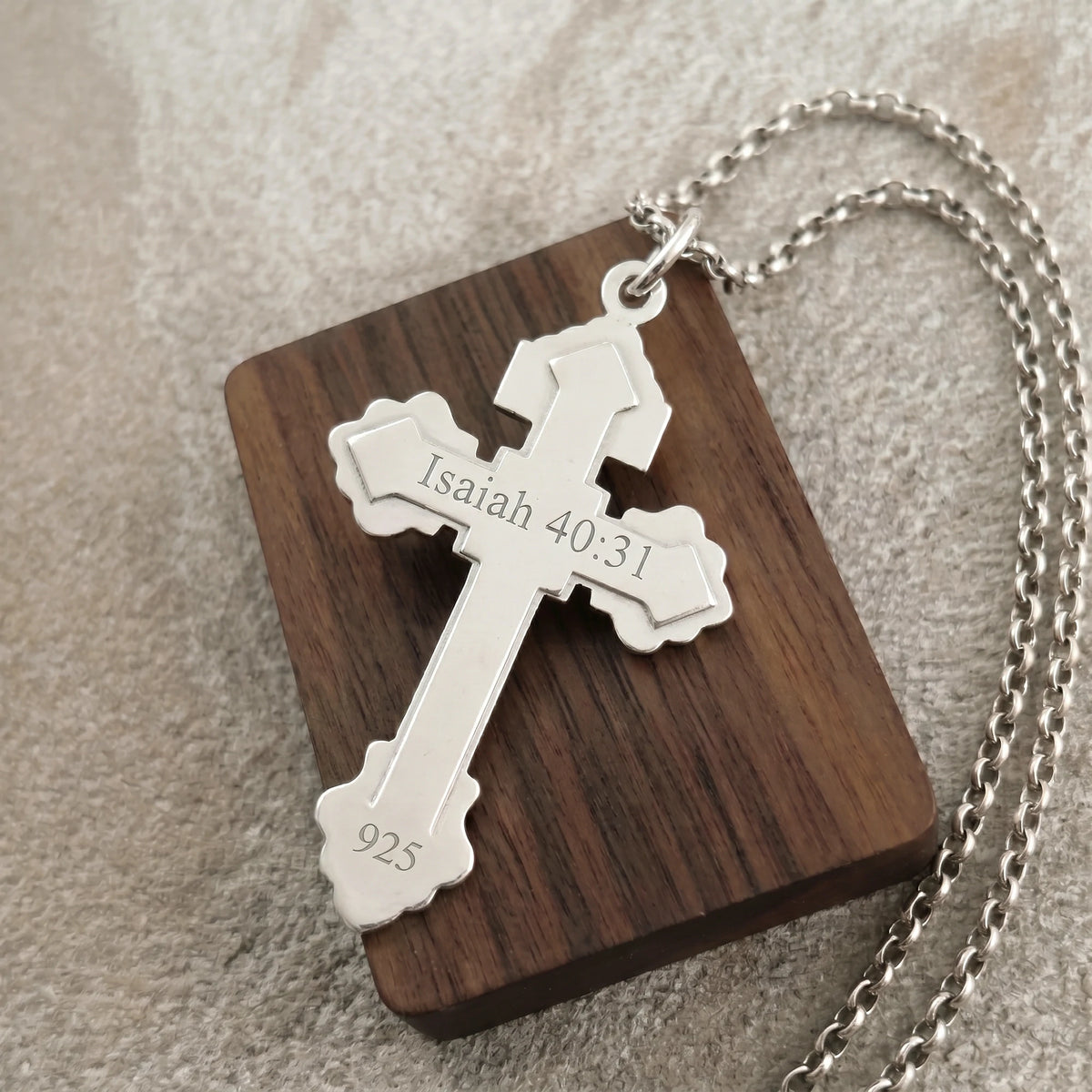 Sacred INRI Jesus Crucifix Pendant, Engravable Solid 925 Sterling Silver Holy Christian Faith Cross
