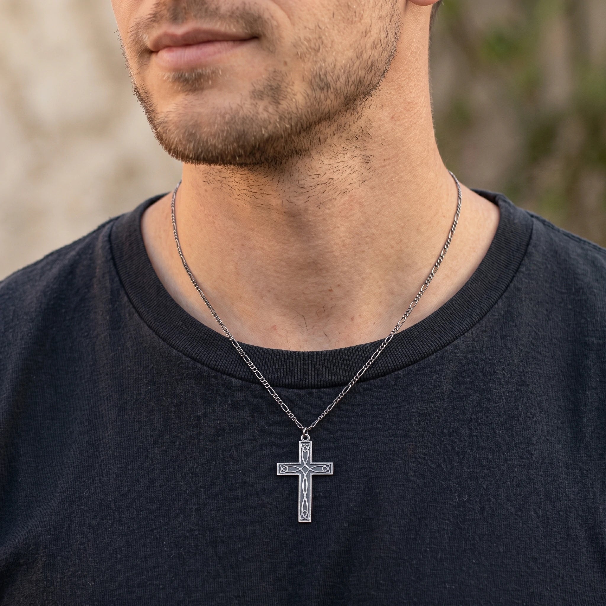 925 Sterling Silver Celtic Trinity Cross Durable Engravable Pendant Faith Gift