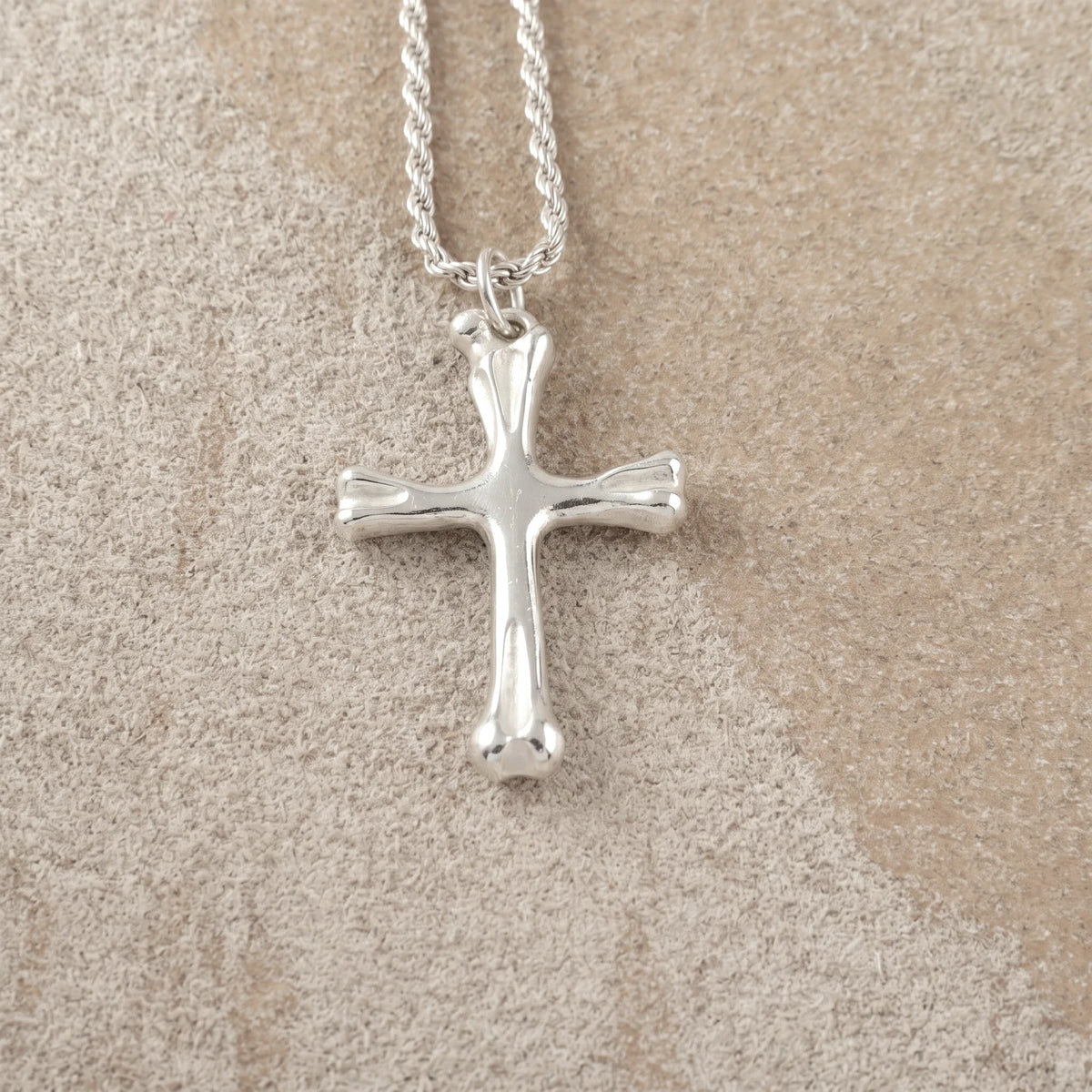 925 Sterling Silver Sculpted Skeletal Cross Durable Religious Pendant Necklace
