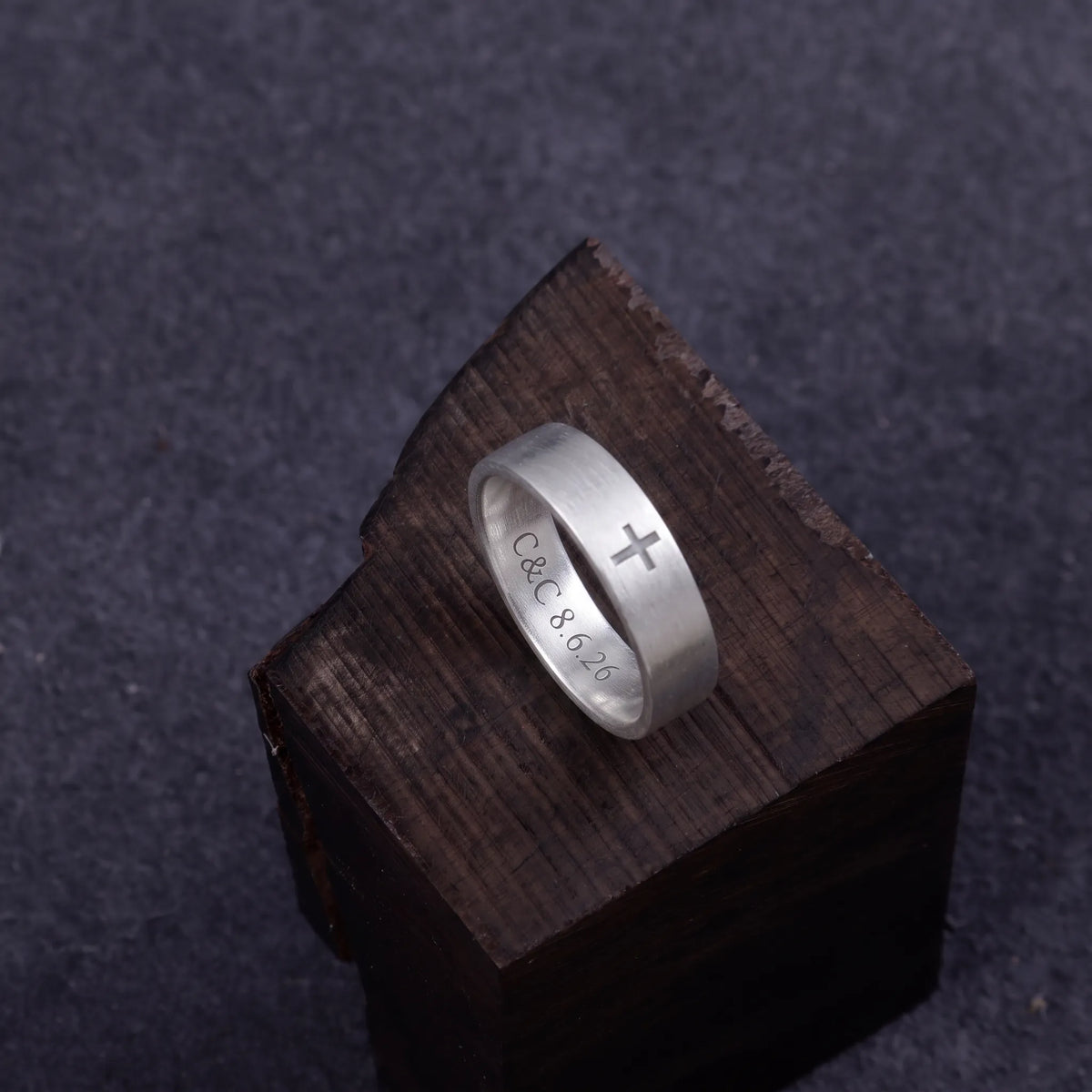 Custom Cross Ring 925 Sterling Silver Engraved Faith Band Purity Bible Gift