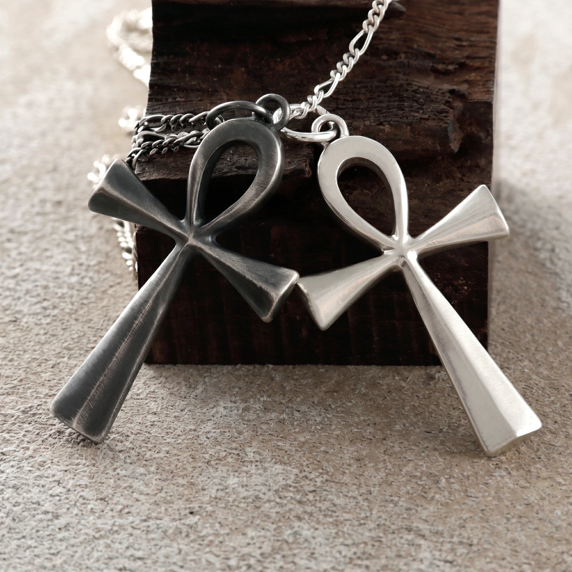 925 Sterling Silver Beveled Ankh Holy Cross Durable Faith Pendant Necklace