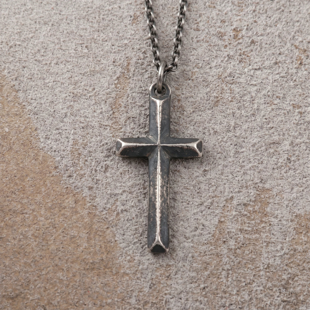 925 Sterling Silver Beveled Holy Cross Durable Custom Engravable Faith Pendant Necklace