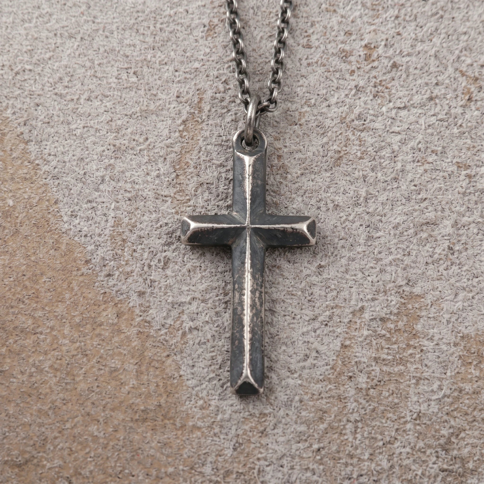 925 Sterling Silver Beveled Holy Cross Durable Custom Engravable Faith Pendant Necklace