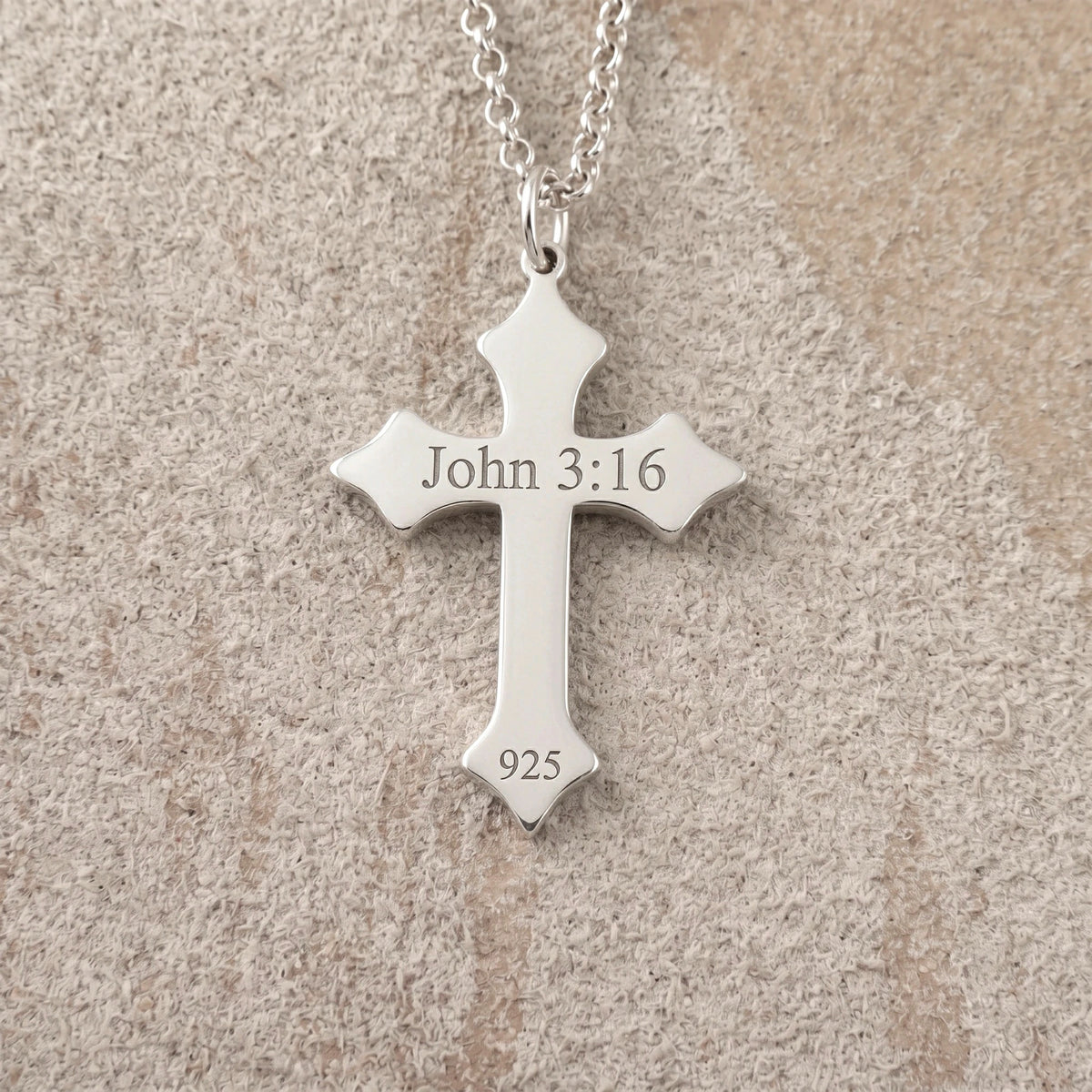 925 Sterling Silver Star of Bethlehem Cross Durable Engravable Faith Necklace