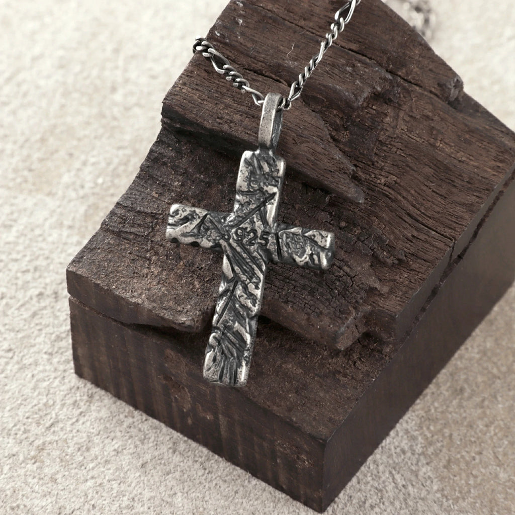925 Sterling Silver Old Rugged Cross Durable Sacred Faith Pendant Necklace
