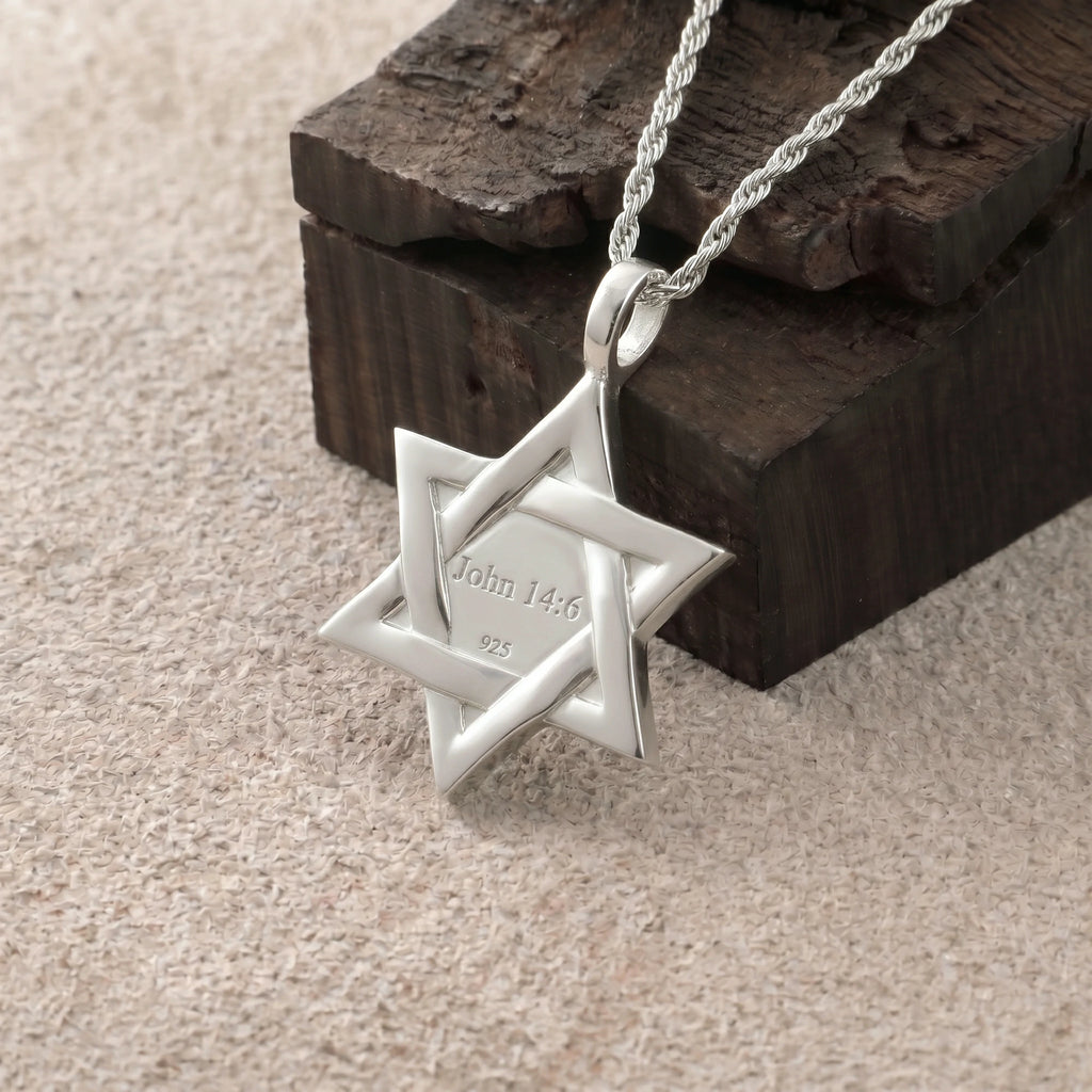 925 Sterling Silver Star of David Cross Durable Custom Engravable Necklace