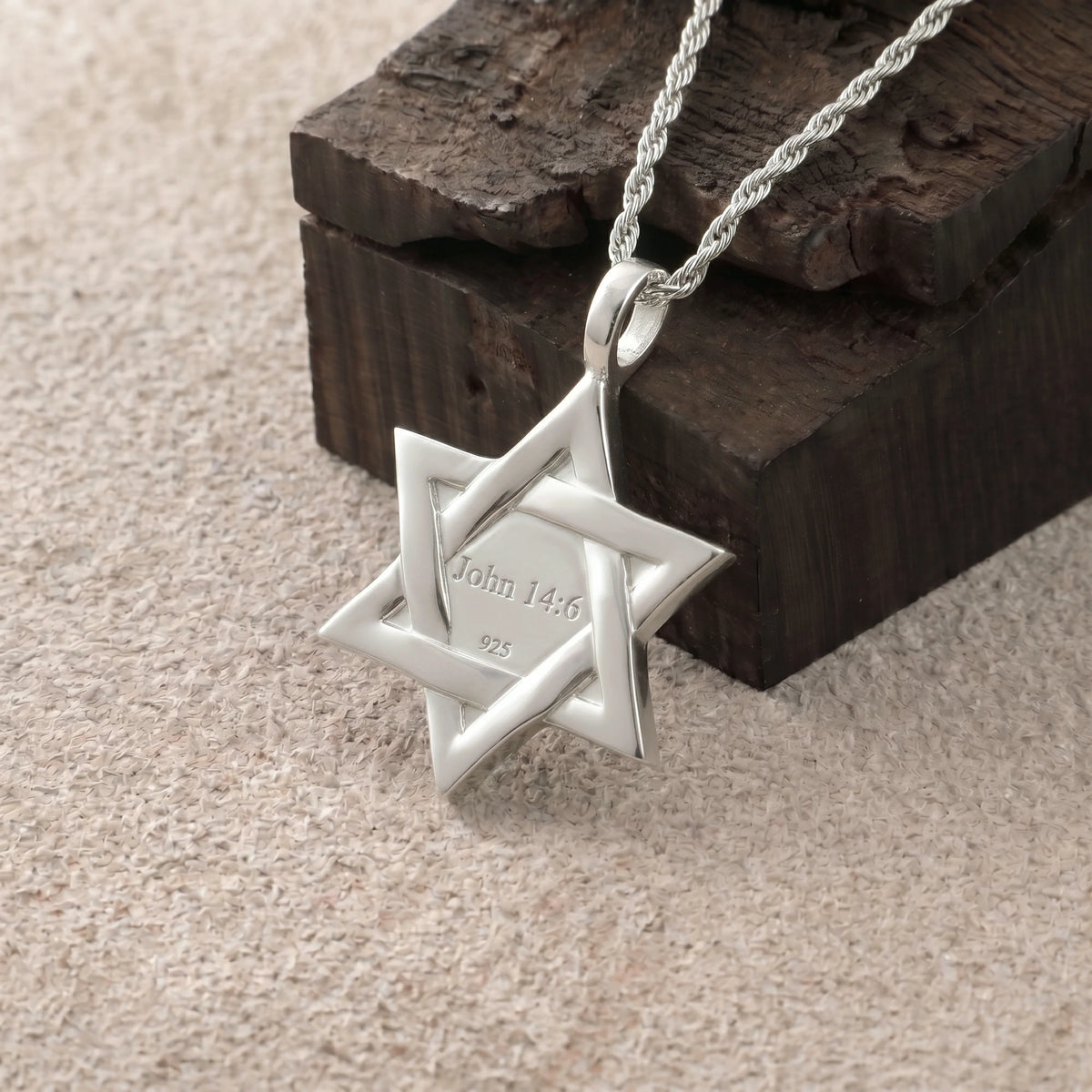 925 Sterling Silver Star of David Cross Durable Custom Engravable Necklace