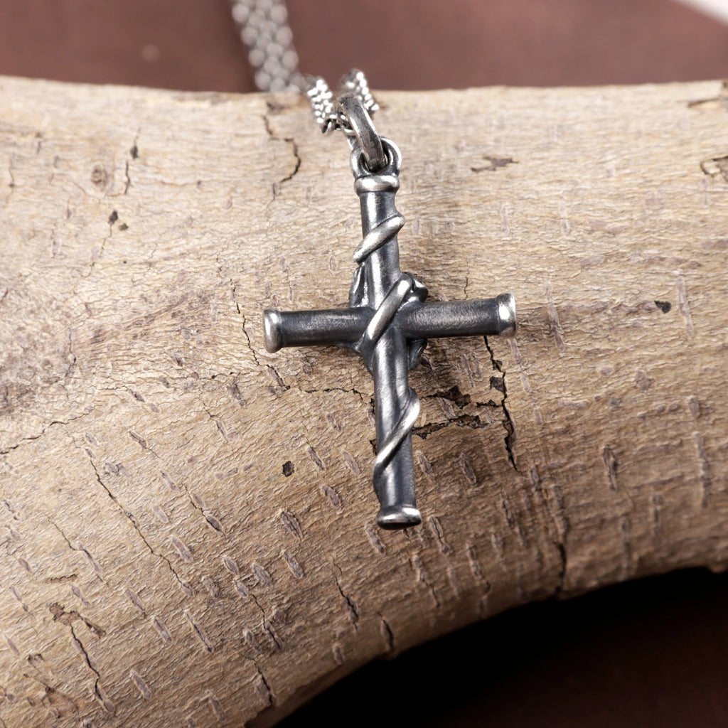 925 Sterling Silver Rose Cross Durable Faith Pendant Necklace Gift for Women