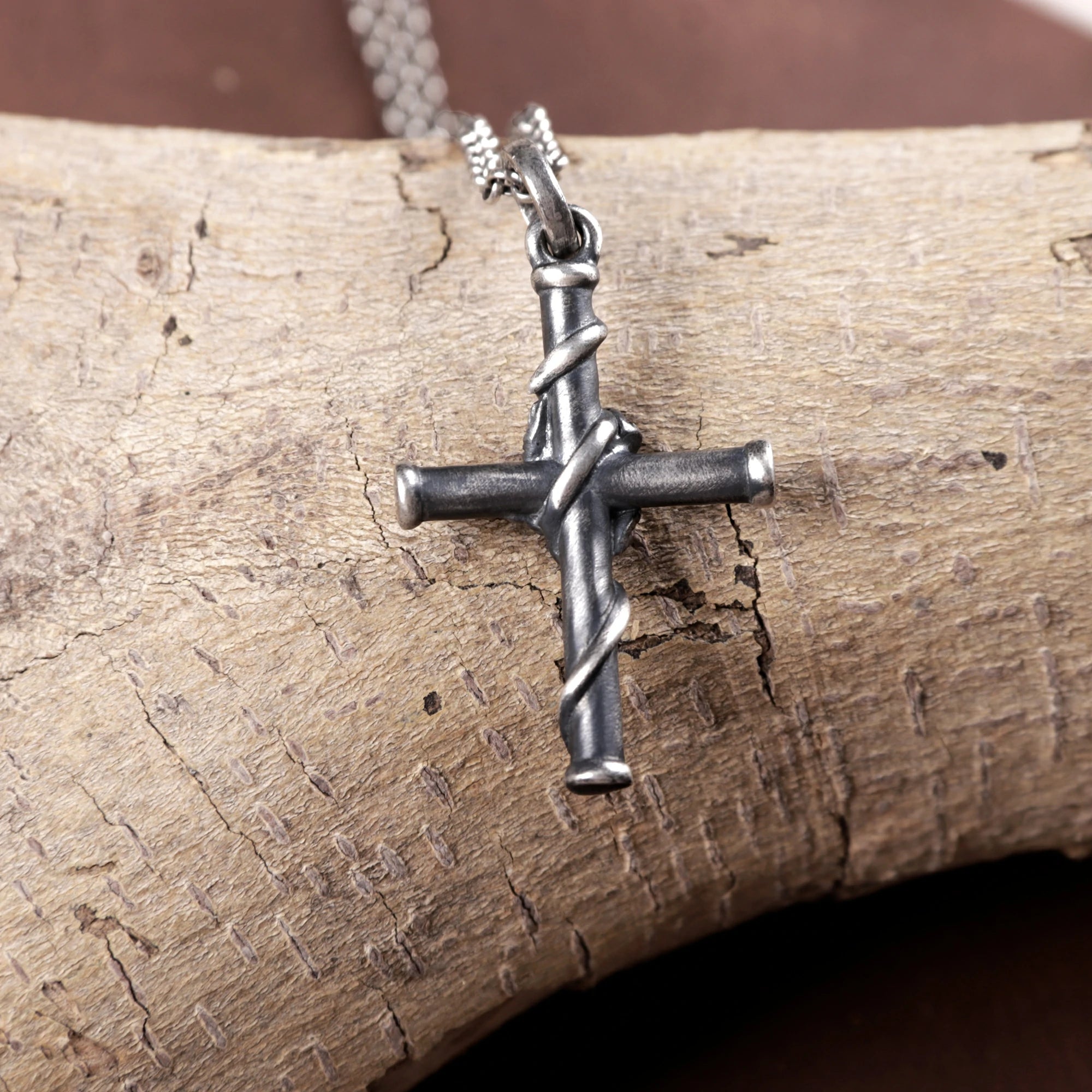 925 Sterling Silver Rose Cross Durable Faith Pendant Necklace Gift for Women