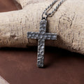925 Sterling Silver Hammered Cross Durable Faith Pendant Necklace Gift